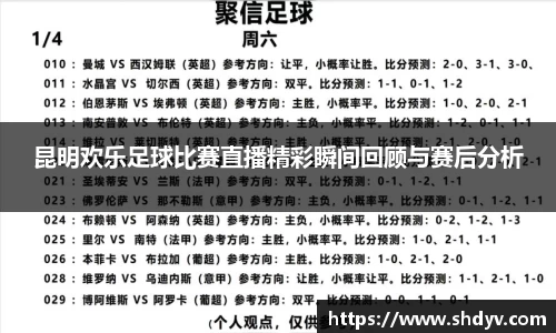 昆明欢乐足球比赛直播精彩瞬间回顾与赛后分析